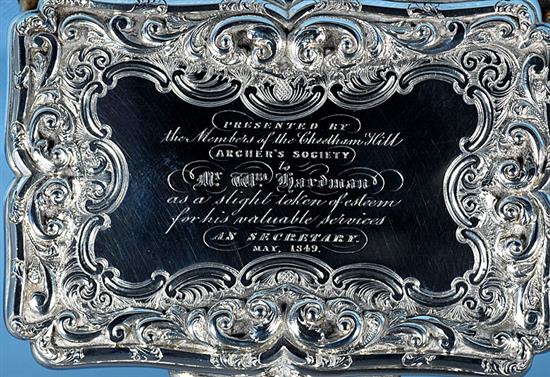 A good early Victorian silver table snuff box in original fitted case, Length 85mm mm Width 60mm Weight 4.7oz/135grms